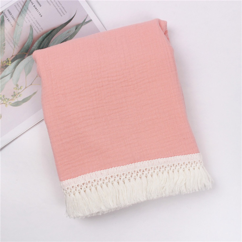 Chăn Quấn Em Bé Bằng Cotton Nguyên Chất Phối Tua Rua Dùng Làm Đạo Cụ Chụp Ảnh