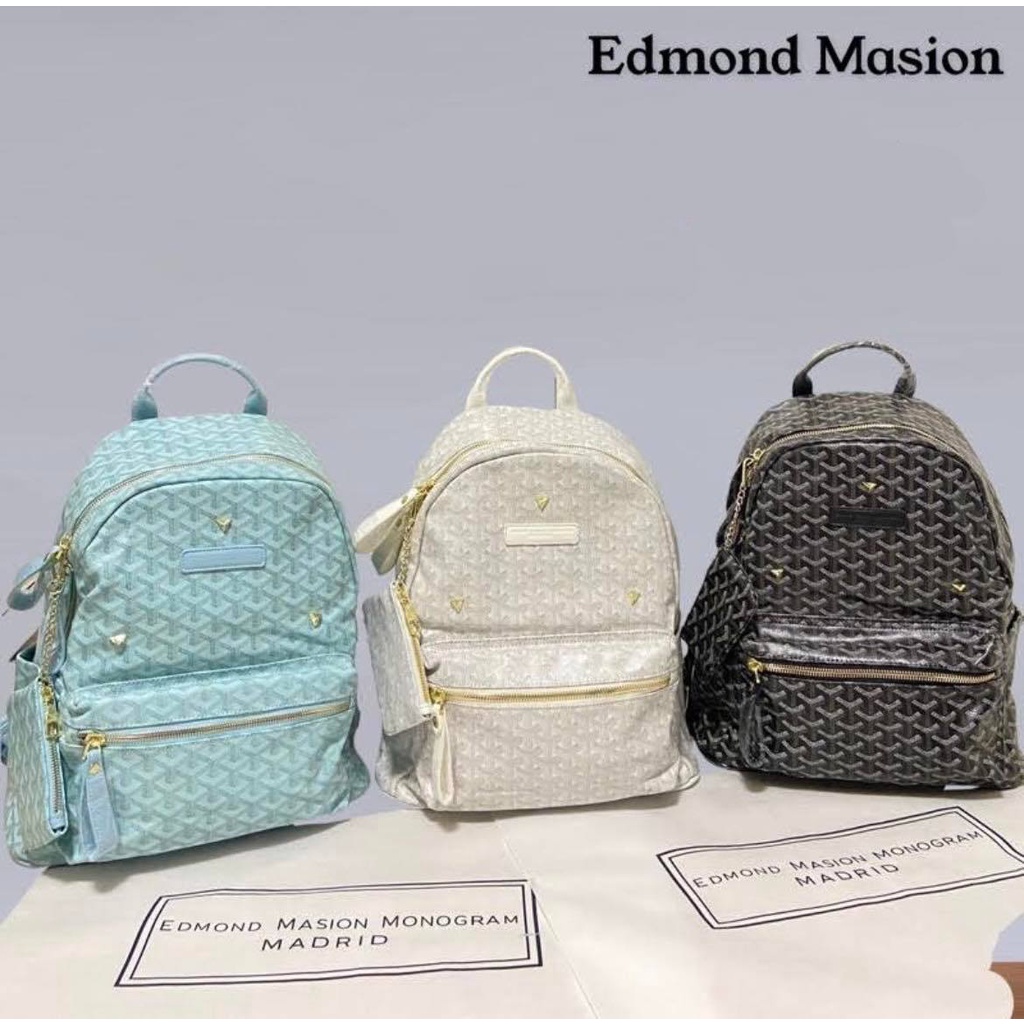 (CHÍNH HÃNG) Balo da Edmond QSN basic 2 màu trắng đen thời trang tiện dụng nam nữ