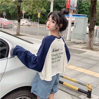 [Mã WAMST111 giảm 15k đơn 99k] 👉🏿Croptop Tay Dài Phối Màu