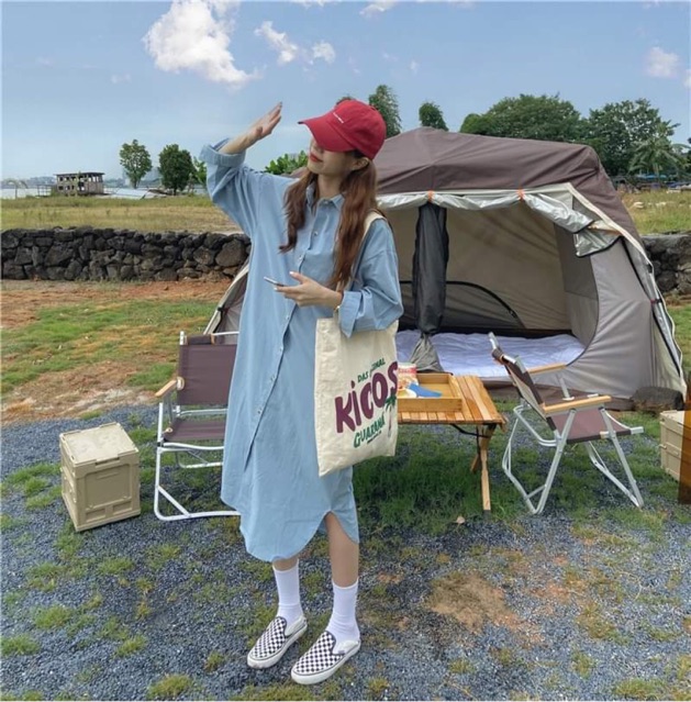 Váy sơ mi trơn dáng dài cổ Polo | BigBuy360 - bigbuy360.vn