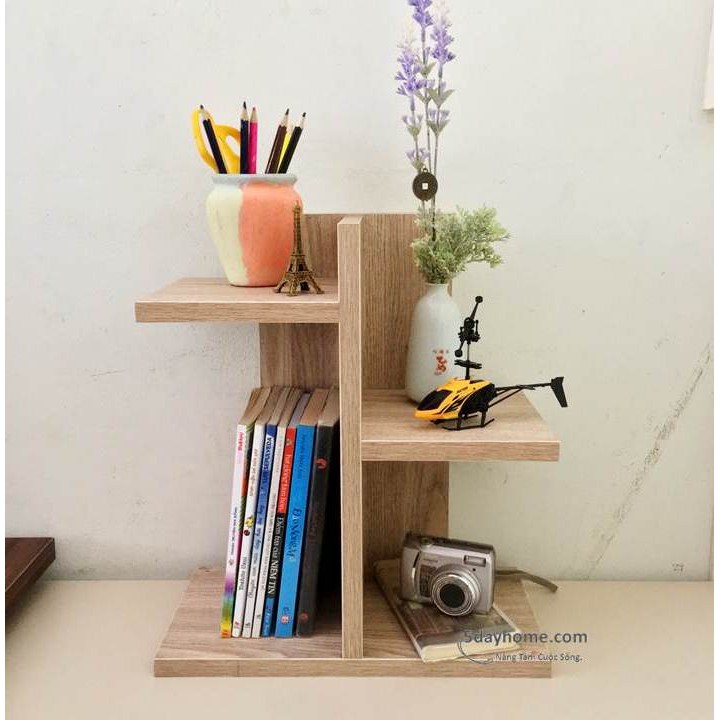 Kệ sách 💎SALE💎 để bàn làm việc mini bằng gỗ decor lắp ghép nhiều ngăn tiện lợi cao cấp