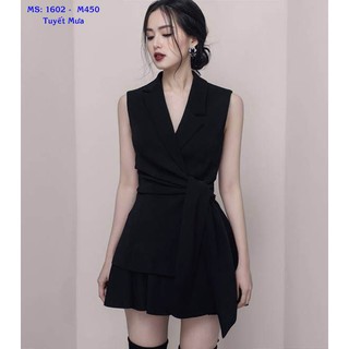 Set Áo Vest Cột Eo Chân Váy Xòe Cá Tính