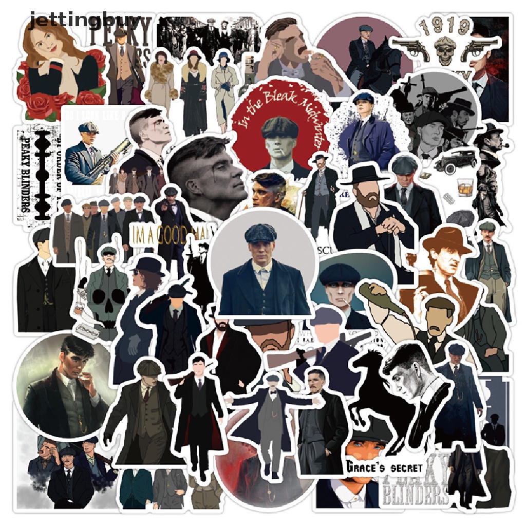 Set 50 miếng dán JETTING hình nhân vật Tommy Shelby trang trí tiện dụng