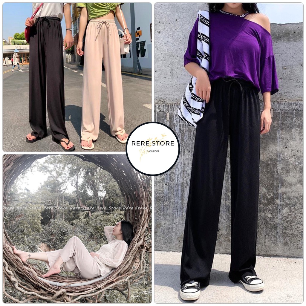 Quần Thun Tăm Dáng Dài Ống Suông - Rere.Store [FREESHIP] - Culottes dáng suông basic 3 màu ĐEN | BE | NÂU Ulzzang