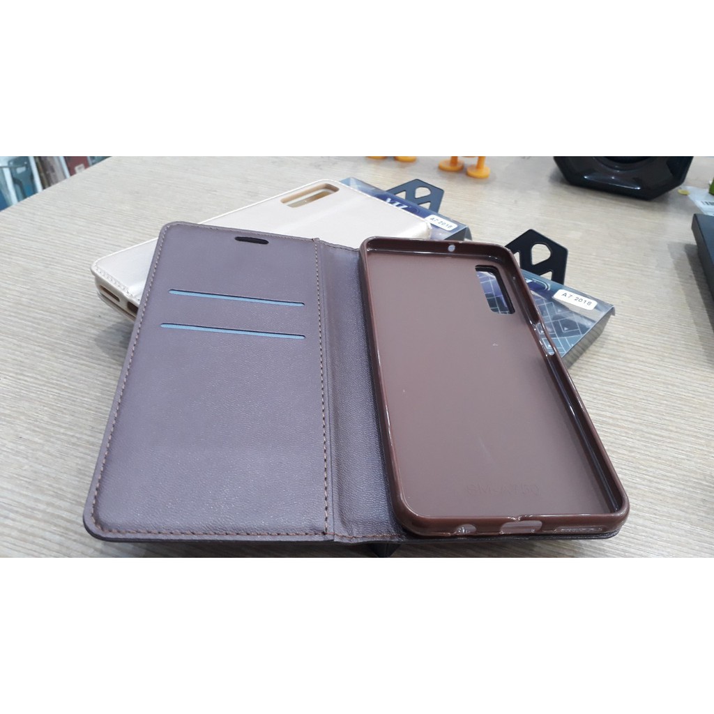Bao da Samsung A7 2018  nắp gập da mịn cao cấp O+ chính hãng