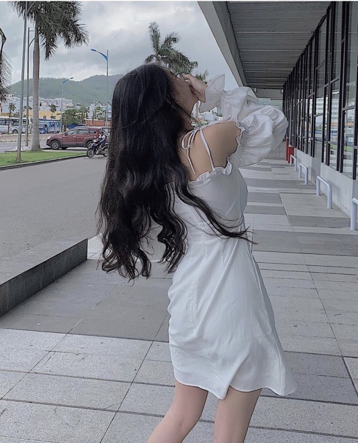 Đầm dự tiệc trễ vai hai dây có clip thật | BigBuy360 - bigbuy360.vn