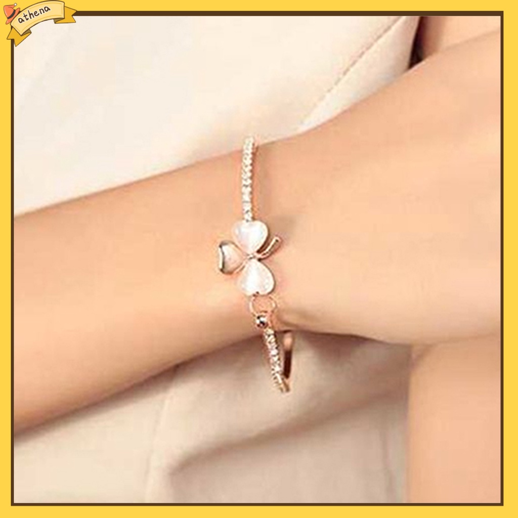 Vòng đeo tay mạ vàng mặt hình cỏ ba lá sang trọng cho nữ