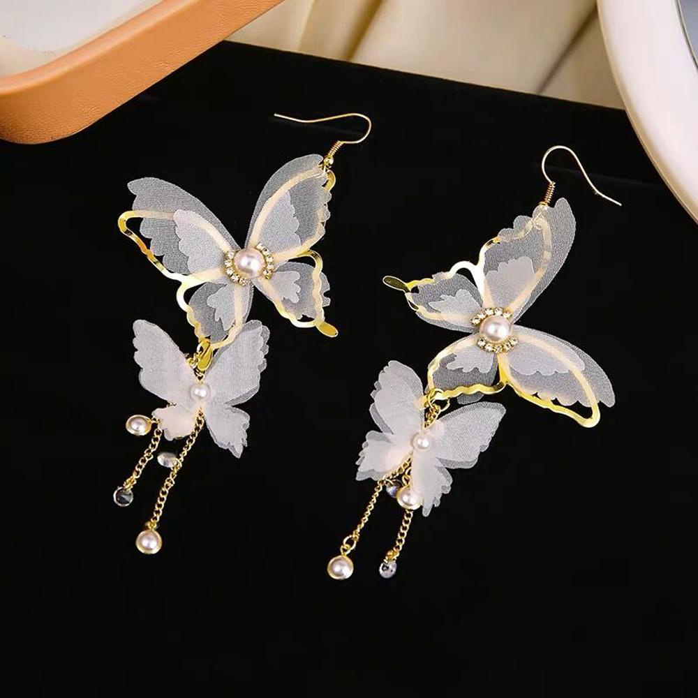 Bông Tai Dạng Xỏ Phối Ren Họa Tiết Hình Học Thời Trang Cho Nữ