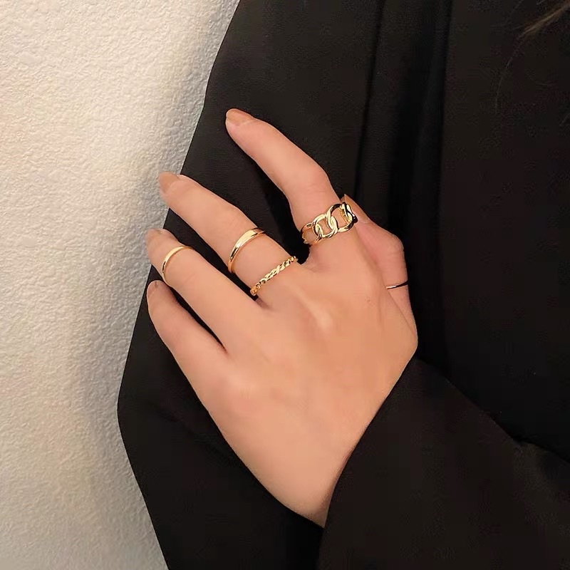 Set nhẫn nữ 5 chiếc, nhẫn thời trang hình dây xích Ulzzang Style  - Phụ Kiện Xinh Bonnies Accessories