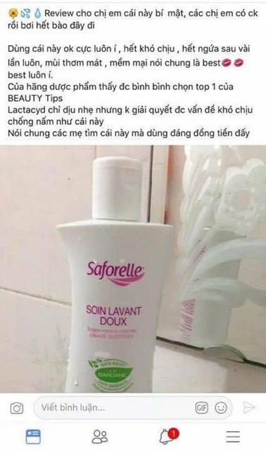 Dung dịch vệ sinh phụ nữ Saforelle Pháp 100ml chăm sóc da dịu nhẹ