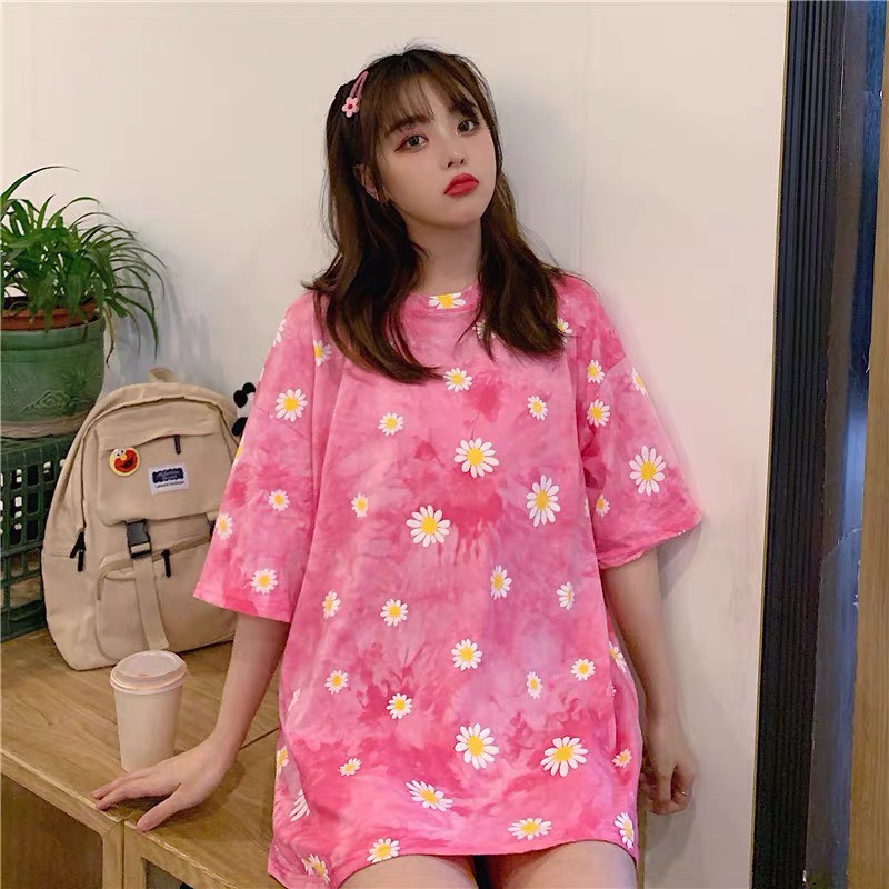 _Áo hè thụng tay lỡ Unisex .( Áo Loang Hoa Cúc  ). | BigBuy360 - bigbuy360.vn