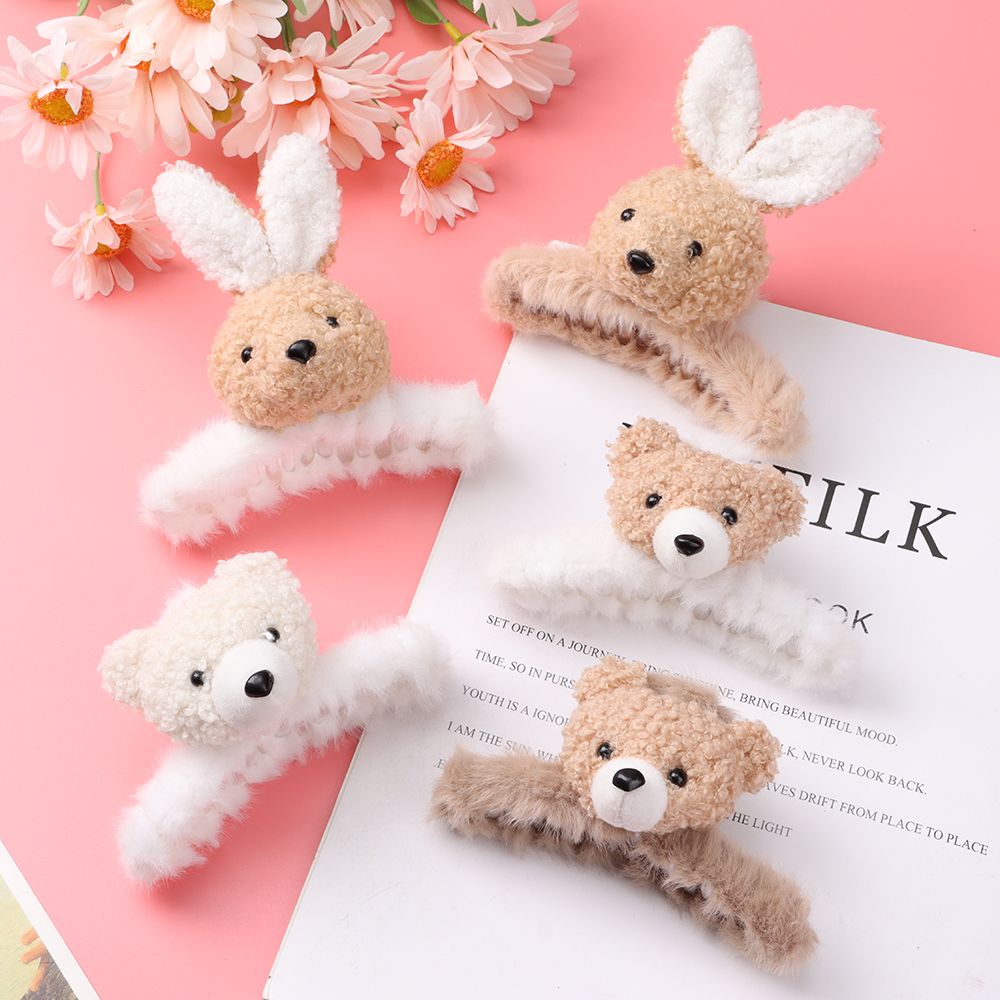 Kẹp tóc hình chú gấu/thỏ dễ thương thời trang mùa đông cho nữ
