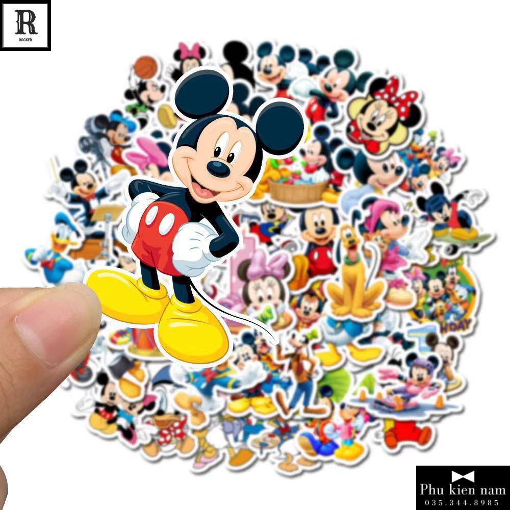 Sticker PVC Hoạt Hình Chuột Mickey Cả bộ 50 hình ST077
