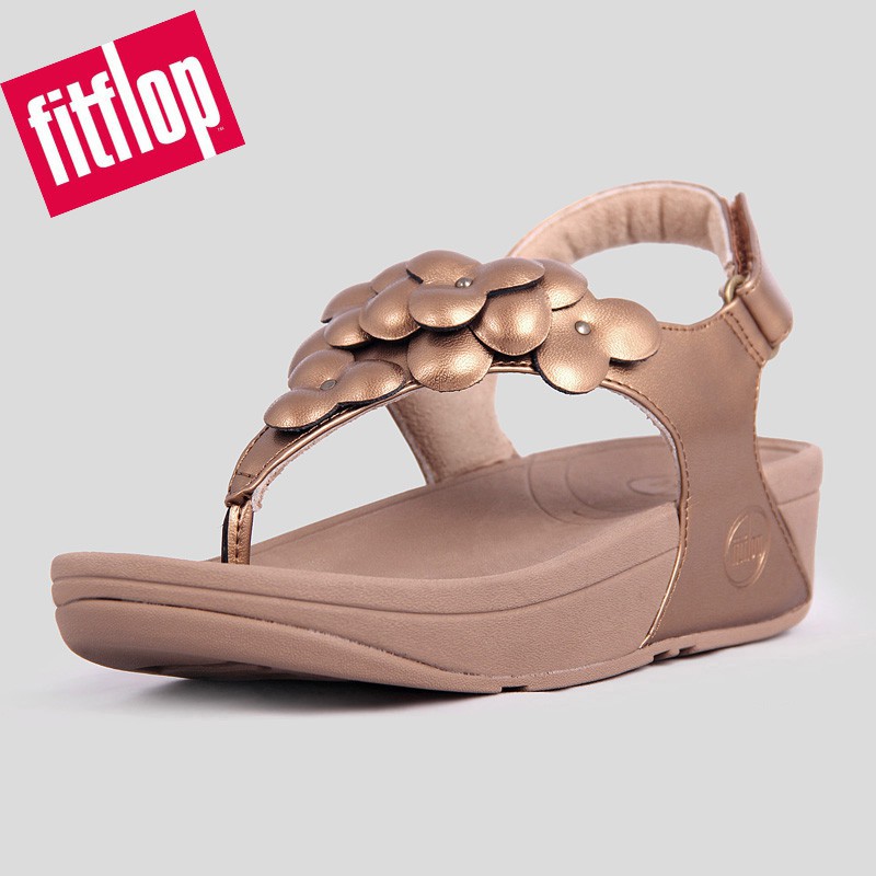 Fitflop Giày Sandal Đế Bằng Đính Hoa Xinh Xắn Thời Trang Cho Nữ