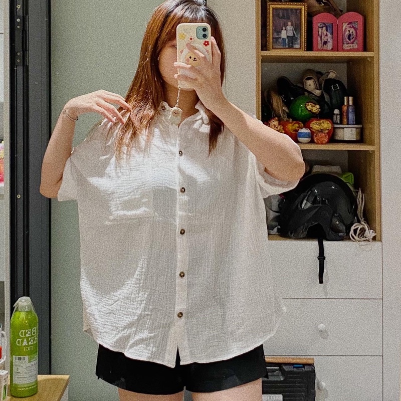 Áo sơmi tay cánh dơi form oversize