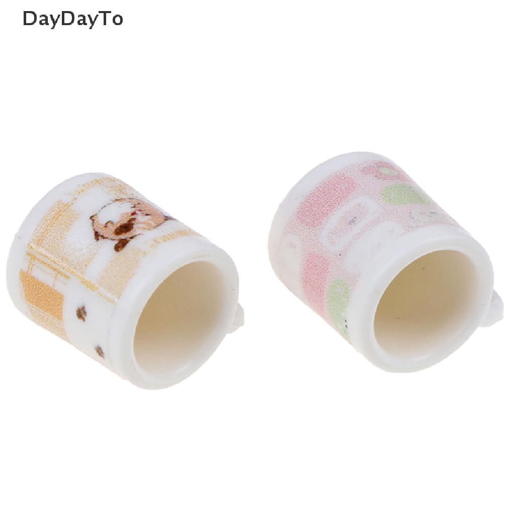 Set 2 Cốc Uống Trà / Cà Phê Mini Tỉ Lệ 1 / 12 Dùng Trang Trí Nhà Búp Bê