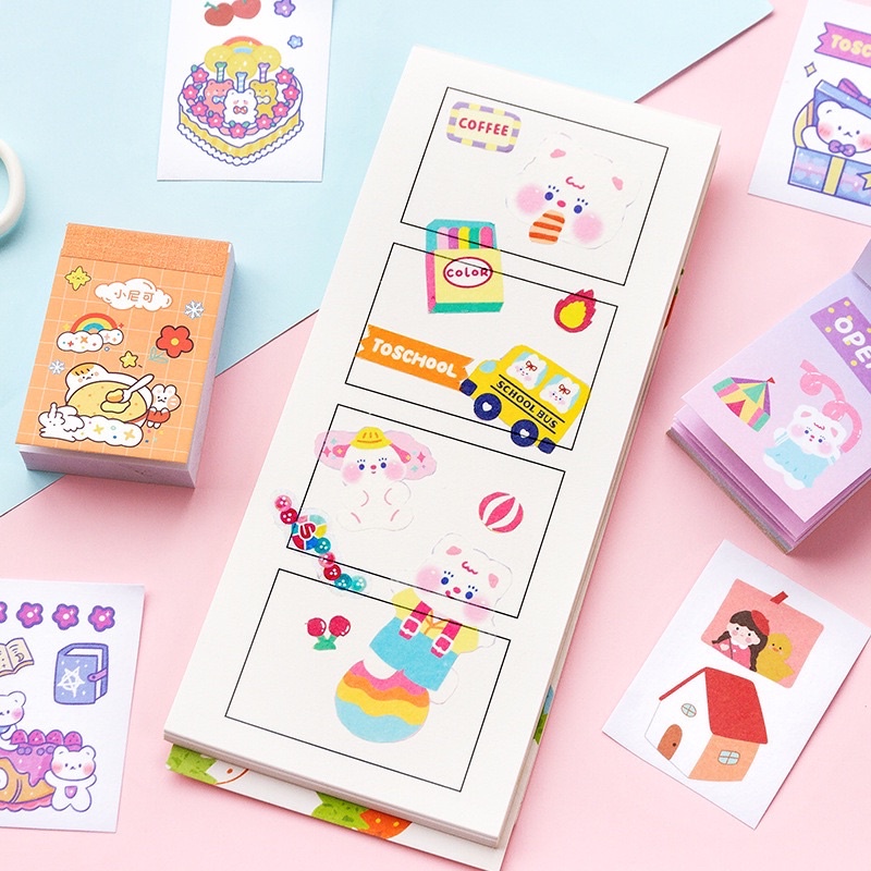 🌸Set 50 miếng sticker tấm dán trang trí hoạ tiết con vật dễ thương🌸