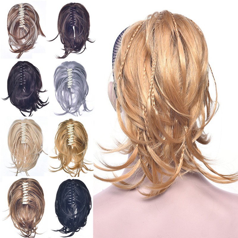 Wig Hair Short Girls Irregular Extension Ponytail Tail with Adjustable Buckle Hair Bun Curly Hair Clip 2/30