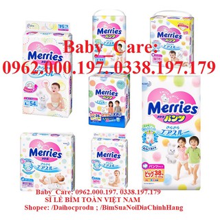 Tã dán/quần Merries nội địa thêm miếng đủ size S88/M68/ L58/ M64q/L50q/XL44q/NB96/XXL28