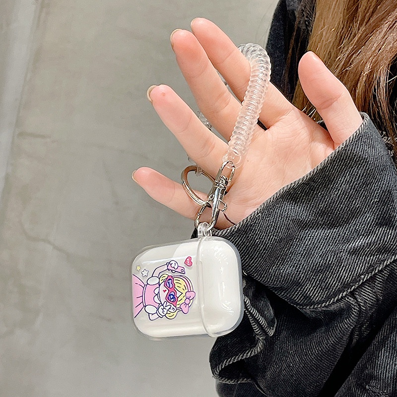 Vỏ Bảo Vệ Hộp Sạc Tai Nghe airpods 1 2 Pro 3rd Generation Pro 1/2 Trong Suốt Chống Sốc Họa Tiết Hoạt Hình Kèm Dây Đeo Kiểu Nhật Hàn