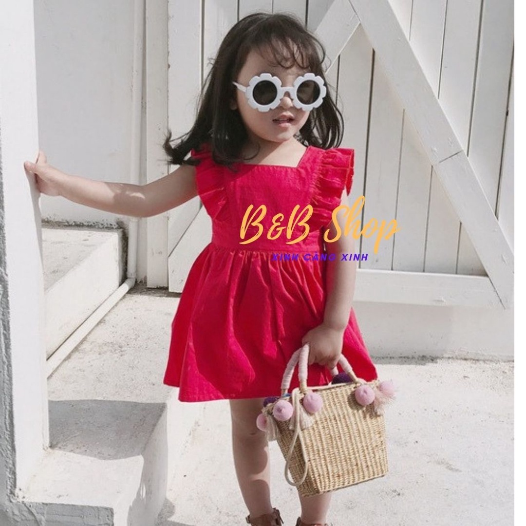 Đầm Trẻ Em Bèo Vai Cổ V  Thân Sau Váy Bé Gái Sát Nách Cực Xinh Hàng Chuẩn Cao Cấp  Bao Đổi Trả Mua Hàng Được Tặng Quà