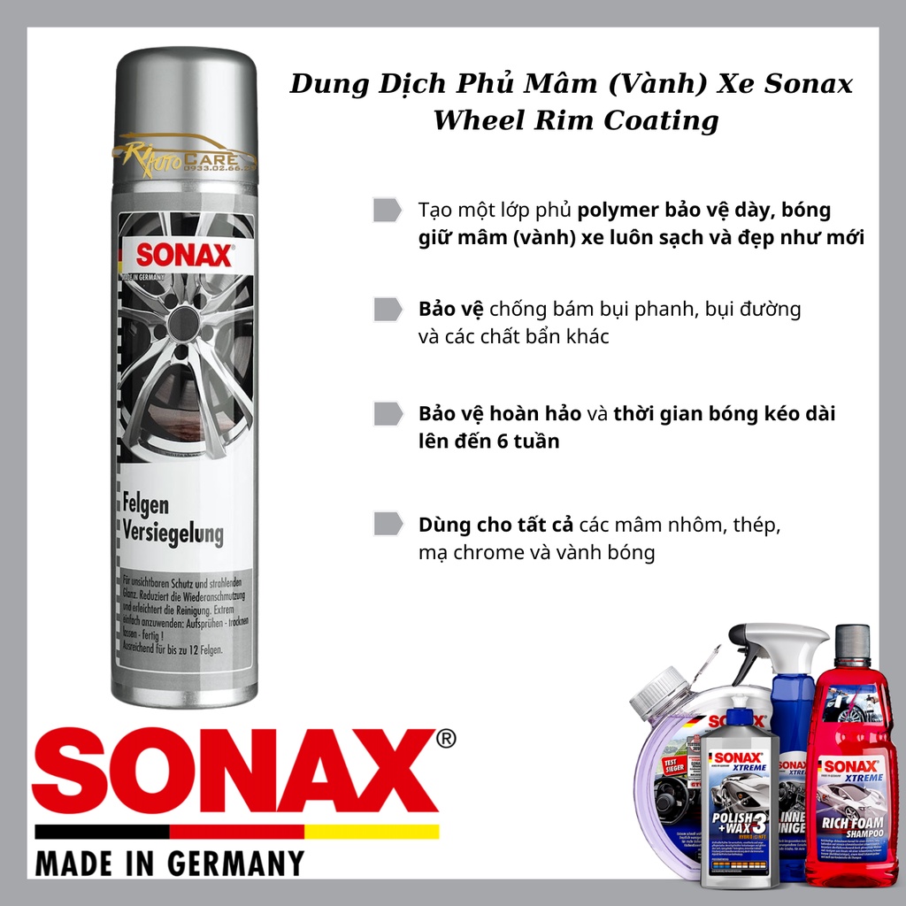 Vành SONAX Xtreme Wheel Rim Coating 436300-400ml - Riautocare