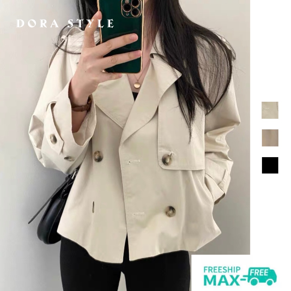 Áo măng tô dáng ngắn cổ bẻ kiểu Hàn Quốc mã 753 by Dorastyle