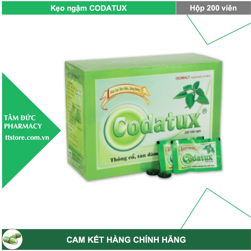 Kẹo CODATUX - CODATUX EXTRA [Hộp 200 viên] - Kẹo ngậm ấm bụng, giảm cảm lạnh, hết ho