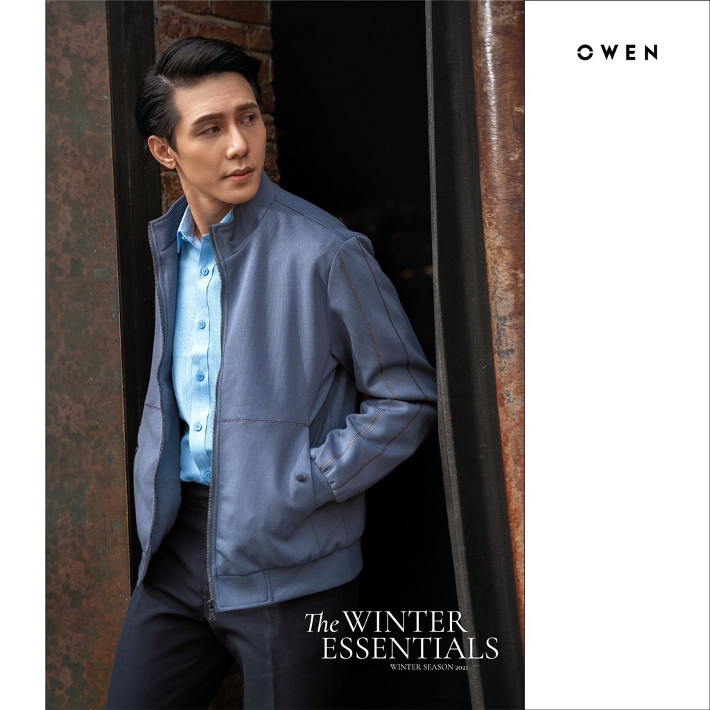 OWEN - Áo khoác NỈ nam 2 lớp màu ĐEN / XÁM 61023