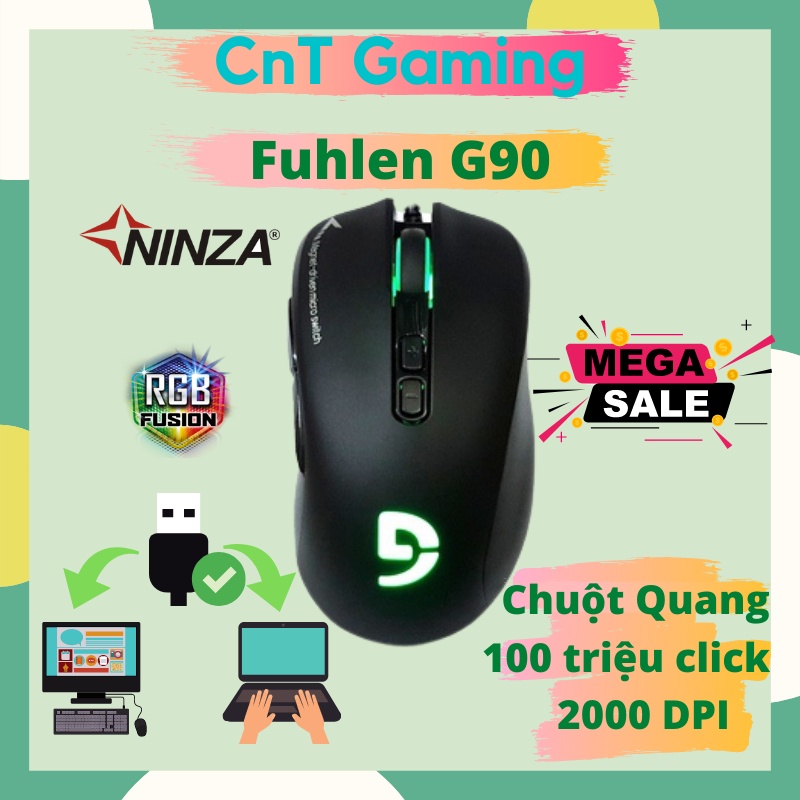 Chuột Fuhlen G90 chính hãng Led RGB - Nút bấm quang học chuyên game - Hàng Đã Qua Sử Dụng Còn Đẹp