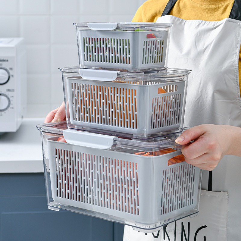 Hộp nhựa đựng thực phẩm ủ lạnh có nắp hai lớp thoáng khí dễ dàng bảo quản