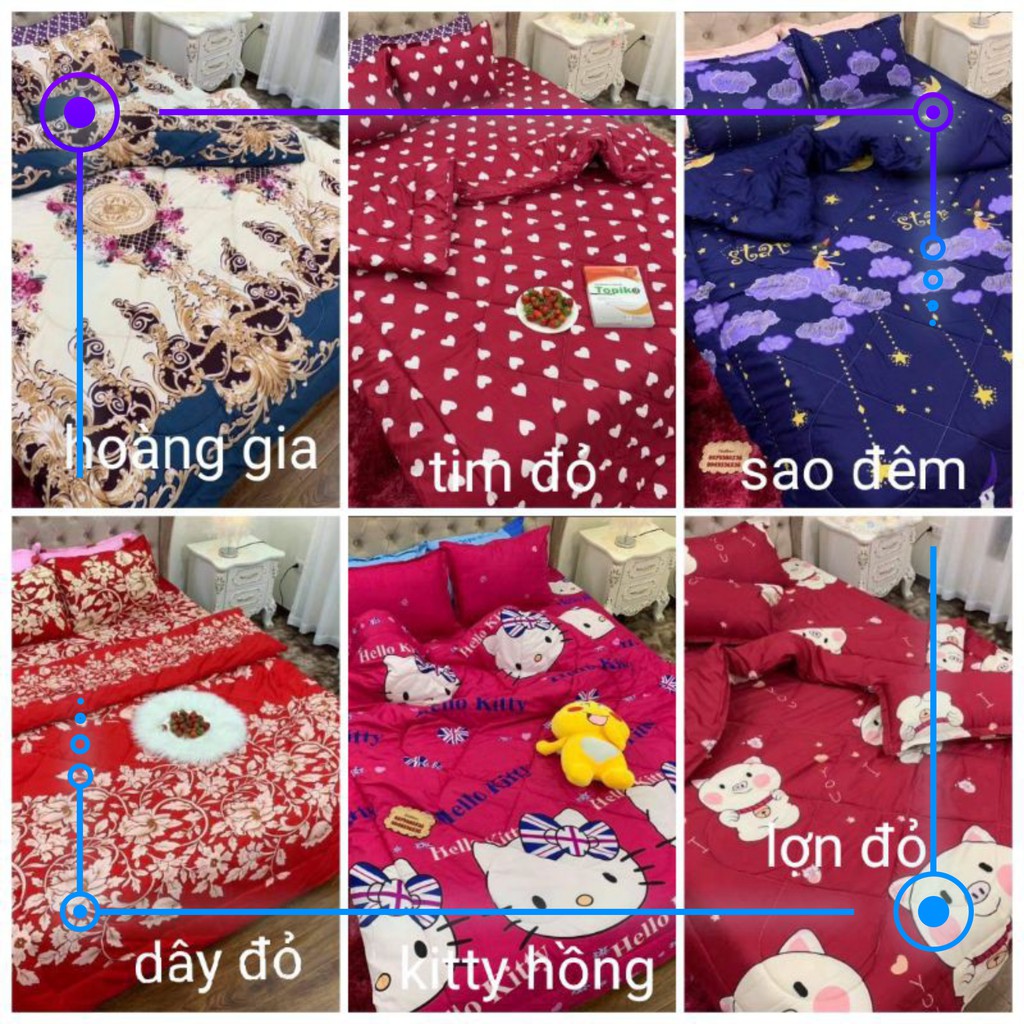 [Xả Lỗ] Bộ 5 Ga Gối Chăn Phao Trần Bông Dày Poly Cotton loại 1 Chăn Bông Như Hình Nhiều Mẫu Mới ( Nhắn Chọn Mẫu) FREESHI