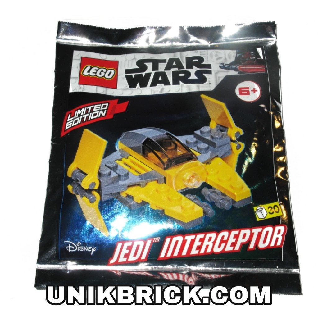 Lego UNIK BRICK Star Wars 911952 Jedi Interceptor Foil Pack Polybag Túi máy bay vàng chính hãng .