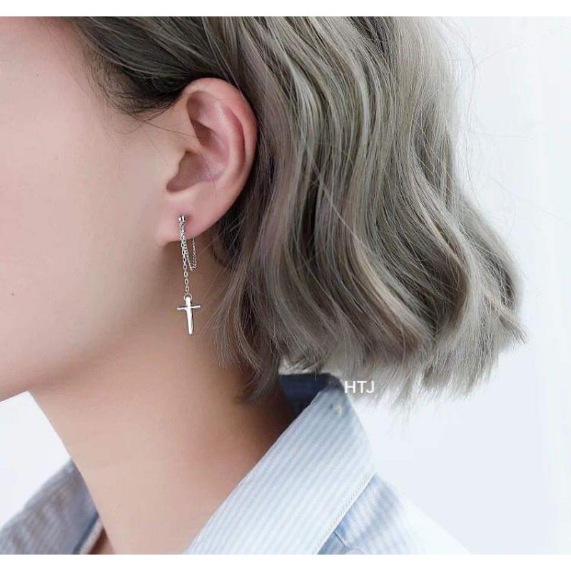 1 CHIẾC NỤ TAI BẠC HÌNH THÁNH GIÁ CHO CẢ NAM VÀ NỮ HOA TAI CÁ TÍNH PHONH CÁCH THỜI TRANG HÀNG CAO CẤP