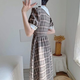 Đầm midi kẻ caro 2 lớp