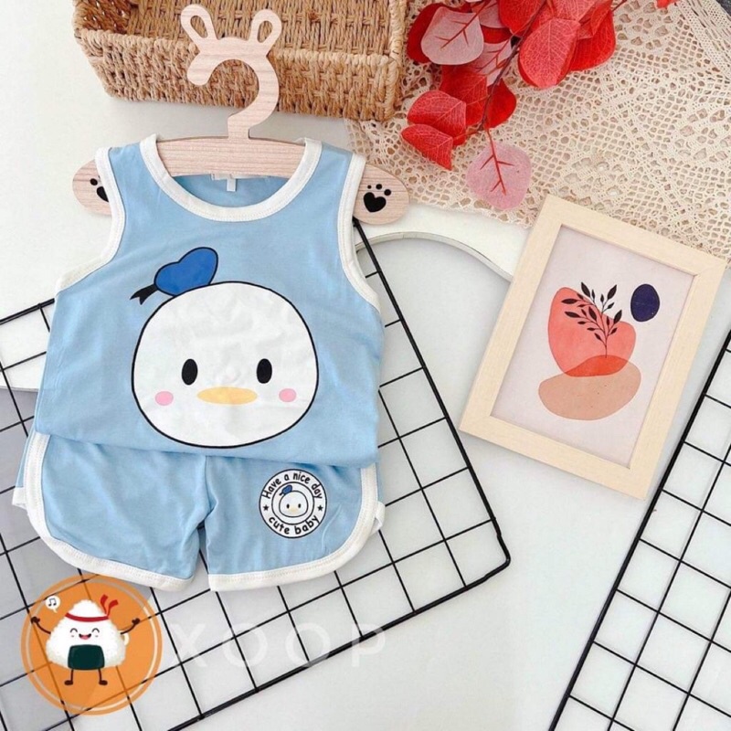 Bộ ba lỗ cho bé chất liệu cotton thun lạnh Minky Mom -Bộ sát nách chất liệu cotton cho bé mesocshop