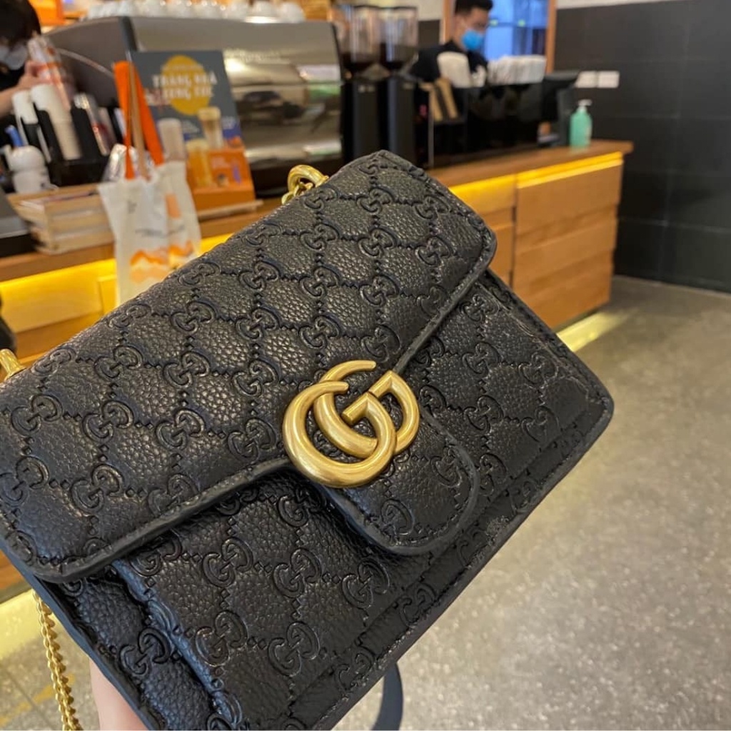 Túi xách nữ, túi đeo chéo GC02, hàng quảng châu, 3 ngăn khoá, size 20, màu đen