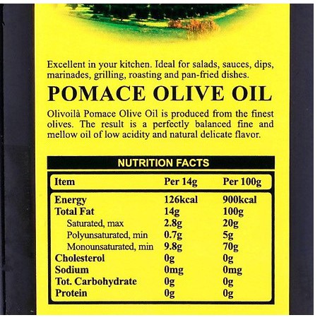 Dầu Oliu Pomace Olivoila Chai 1L