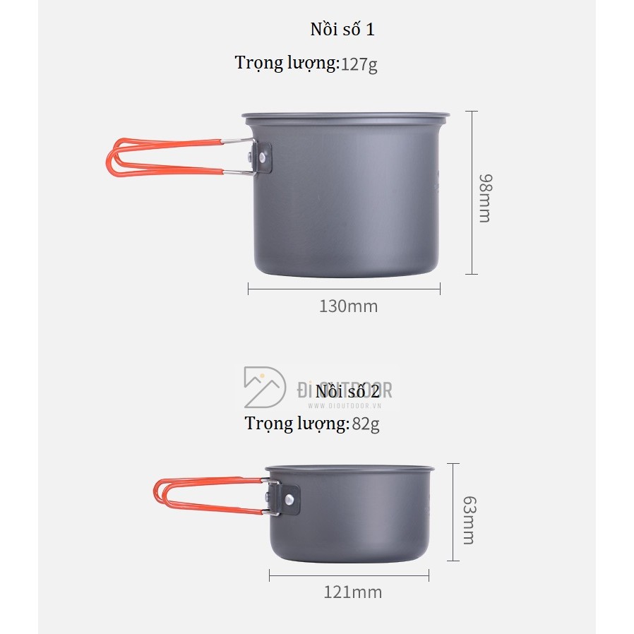 Bộ nồi cắm trại Naturehike 2-3 người NH15T401-G và NH18T018-G