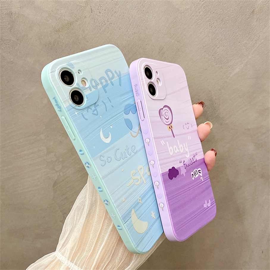 Ốp điện thoại mềm họa tiết màu nước trang trí bên hông cho For iPhone 13 12 11 Pro Max SE 2020 X XR XS Max 7 8 6s Plus