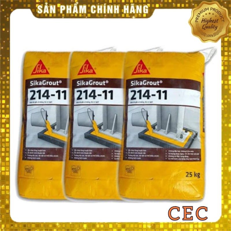 [CHÍNH HÃNG] Vữa không co ngót Sika Grout 214-11 Vữa rót trộn sẵn 25kg/bao Giá rẻ