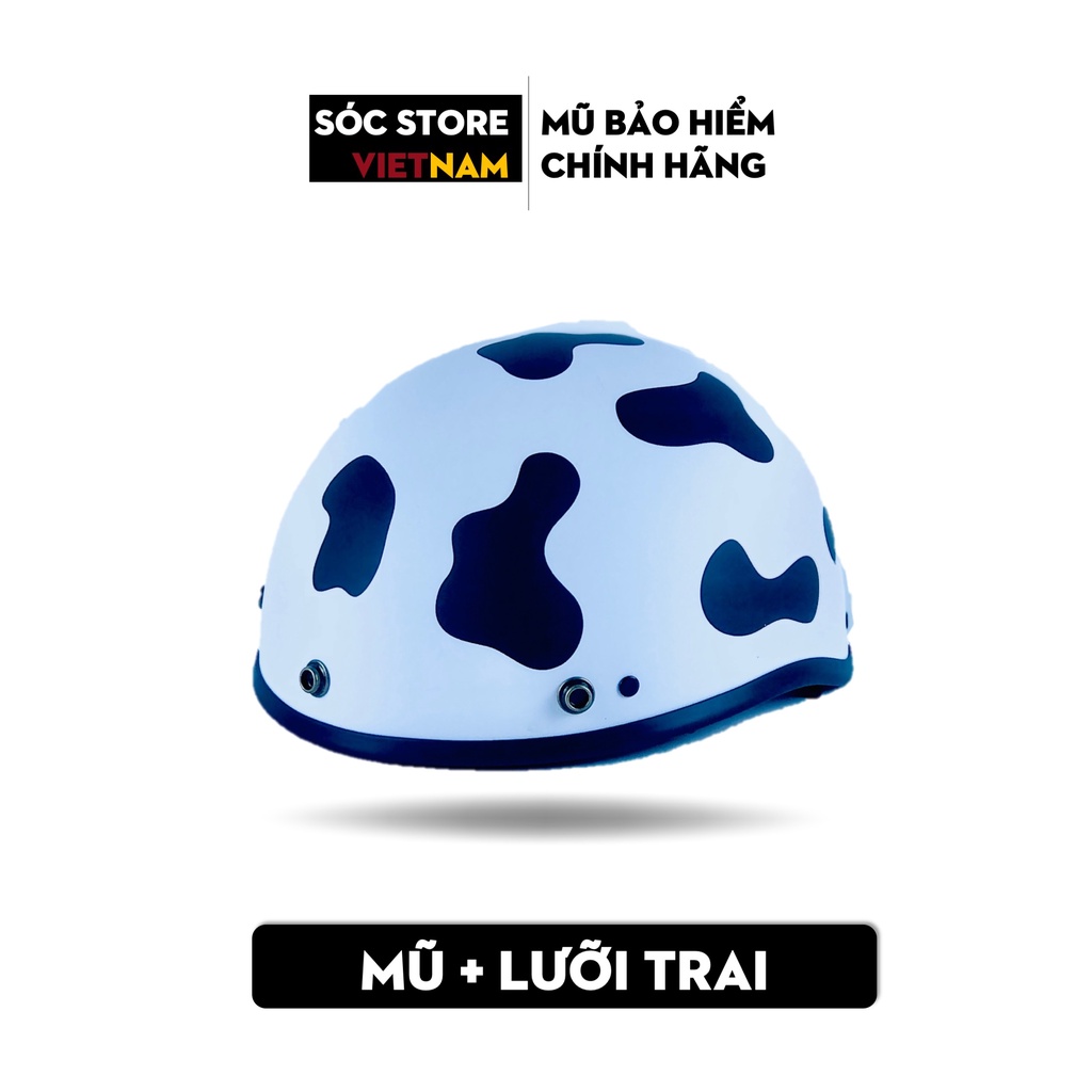 Mũ bảo hiểm nửa đầu 1/2 Bò sữa Sóc Store nhiều màu kèm kính phi công, kính UV