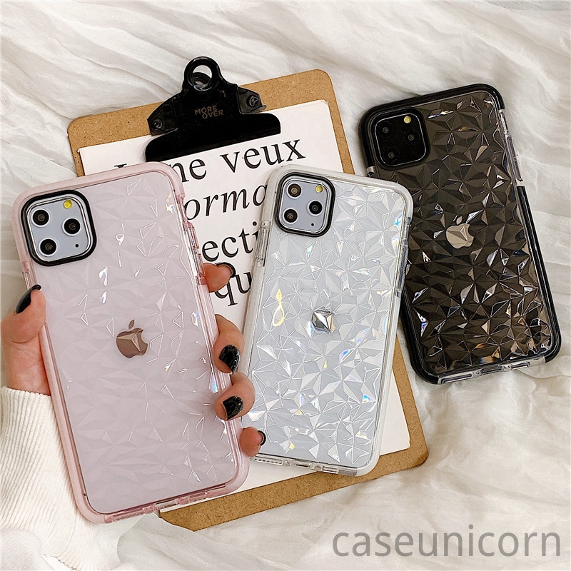 Ốp điện thoại TPU trong suốt họa tiết kim cương cho iPhone 12 11 12Pro Max X XR XS Max 8 7 6 6s Plus SE 2020