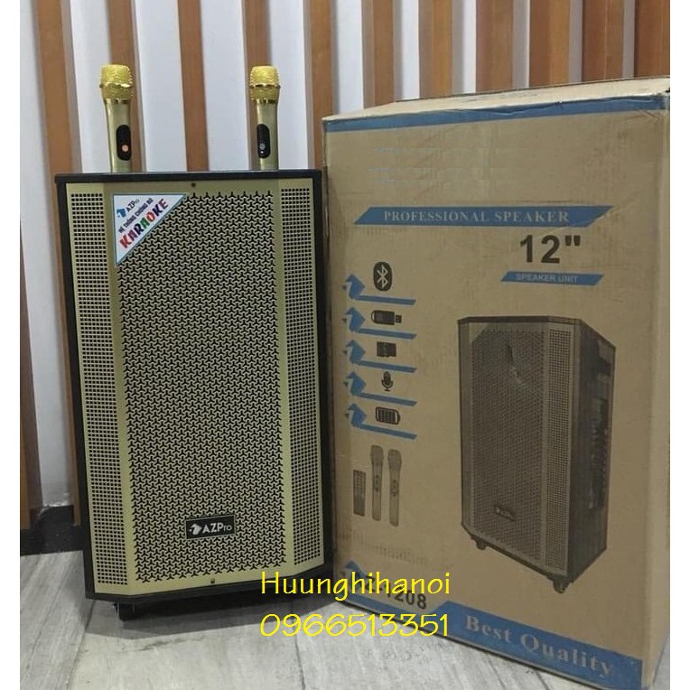 Loa karaoke di động hát hay công suất lớn, loa kéo karaoke bluetooth kèm micro kim loại hút míc, chạy điện 220, bình.