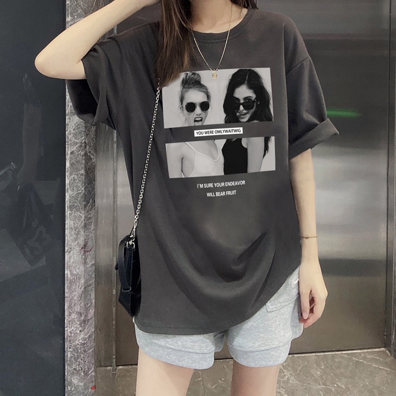 NRVP Áo thun cotton tay ngắn cổ tròn thời trang mùa hè phong cách Hàn Quốc
