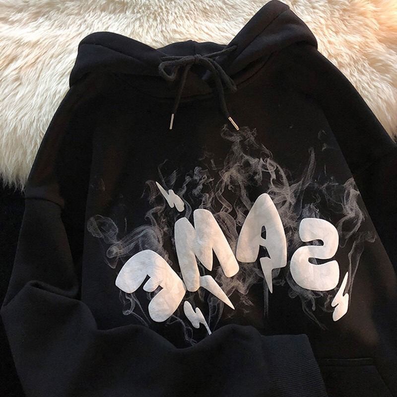 Áo Hoodies Tay Dài Form Rộng In Họa Tiết SAME Cực Phong Cách