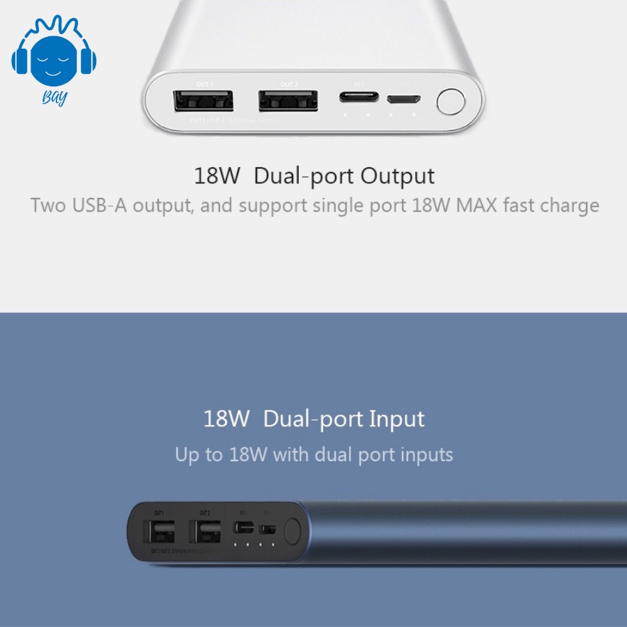 Sạc Dự Phòng Xiaomi Gen 3 10000mAh Type-C Hỗ Trợ Sạc 18W Bảo Hành 06 Tháng