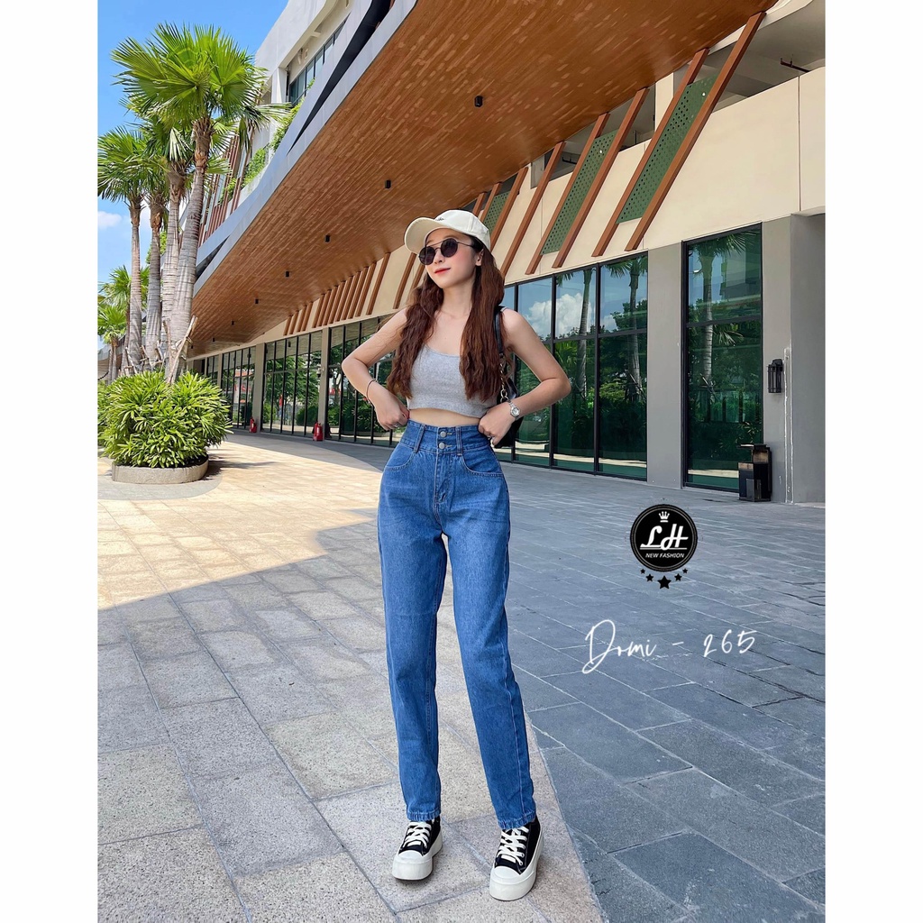 Quần bò baggy màu xanh lưng siêu cao siêu cưng dễ phố đồ Lê Huy fashion Ms 266