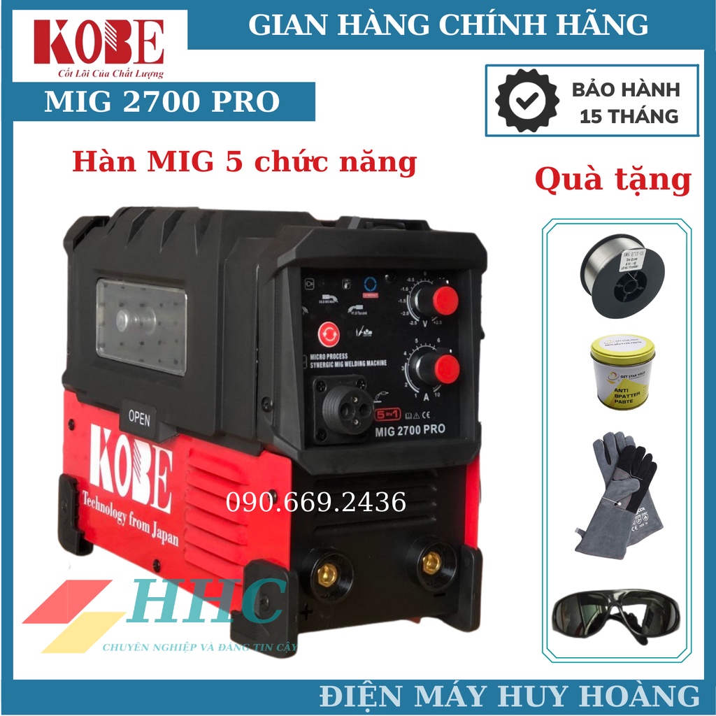 Máy hàn mig không dùng khí KOBE 2700PRO đa chức năng, máy hàn mig mini chuyên nghiệp cho gia đình và thợ