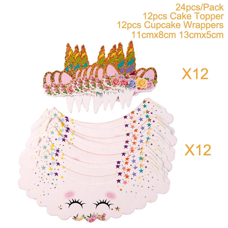 Set 24 phụ kiện trang trí bánh cupcake hình cầu vồng